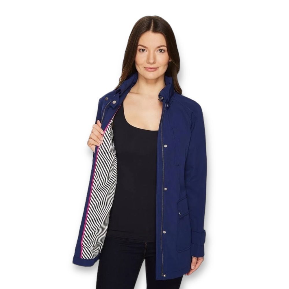 Kate Spade New York Jacket EUC Front Button Hooded Coat in Blue Size XS fits S M